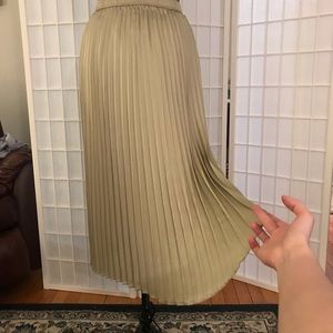 Abercrombie & Fitch Light Green Pleated Midi Skirt Lined Size S